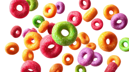 Floating Colorful Fruit Cereal Loops