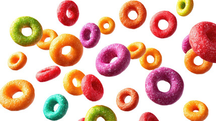 Floating Colorful Fruit Cereal Loops
