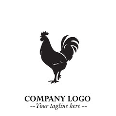 Chicken Logo Symbol Black on White Background in Minimalist Modern Vector Design for Farm Branding