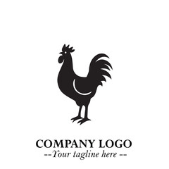 Chicken Logo Symbol Black on White Background in Minimalist Modern Vector Design for Farm Branding