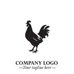 Chicken Logo Symbol Black on White Background in Minimalist Modern Vector Design for Farm Branding
