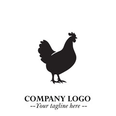 Chicken Logo Symbol Black on White Background in Minimalist Modern Vector Design for Farm Branding