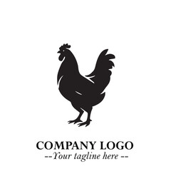 Chicken Logo Symbol Black on White Background in Minimalist Modern Vector Design for Farm Branding