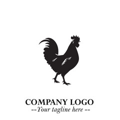 Chicken Logo Symbol Black on White Background in Minimalist Modern Vector Design for Farm Branding