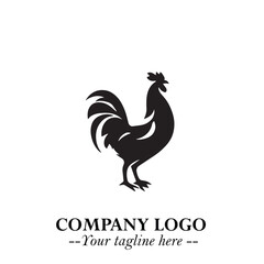 Chicken Logo Symbol Black on White Background in Minimalist Modern Vector Design for Farm Branding
