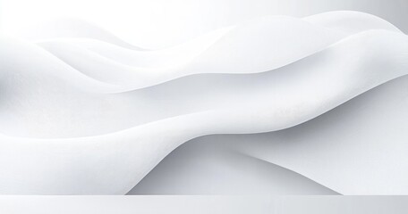 Fototapeta premium Smooth flowing white fabric or abstract waves creating a soft and serene minimalist background with gentle curves and subtle texture
