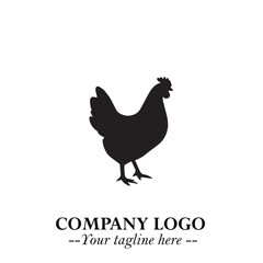 Chicken Logo Symbol Black on White Background in Minimalist Modern Vector Design for Farm Branding