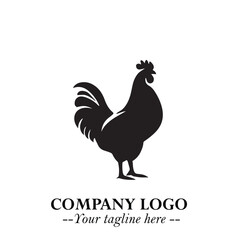 Chicken Logo Symbol Black on White Background in Minimalist Modern Vector Design for Farm Branding