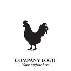 Chicken Logo Symbol Black on White Background in Minimalist Modern Vector Design for Farm Branding