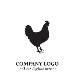 Chicken Logo Symbol Black on White Background in Minimalist Modern Vector Design for Farm Branding