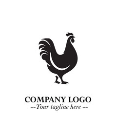 Chicken Logo Symbol Black on White Background in Minimalist Modern Vector Design for Farm Branding
