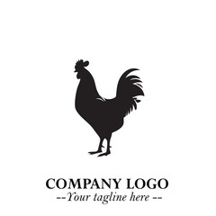 Chicken Logo Symbol Black on White Background in Minimalist Modern Vector Design for Farm Branding