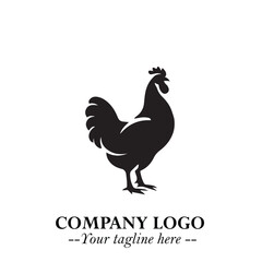 Chicken Logo Symbol Black on White Background in Minimalist Modern Vector Design for Farm Branding