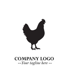 Chicken Logo Symbol Black on White Background in Minimalist Modern Vector Design for Farm Branding