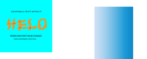 "Helo" Editable Text Effect in Orange on Teal Background | Words and Font Can Be Changed for Graphic Design and Marketing