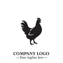 Chicken Logo Symbol Black on White Background in Minimalist Modern Vector Design for Farm Branding