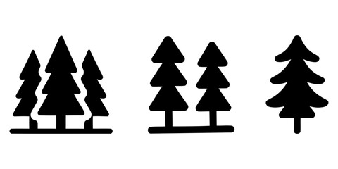 Fototapeta premium black silhouette icons of pine trees, christmas tree vector