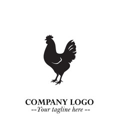 Chicken Logo Symbol Black on White Background in Minimalist Modern Vector Design for Farm Branding