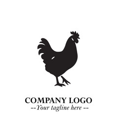 Chicken Logo Symbol Black on White Background in Minimalist Modern Vector Design for Farm Branding