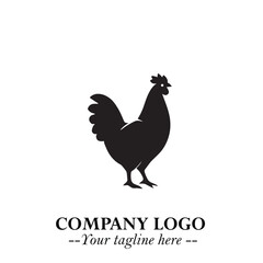 Chicken Logo Symbol Black on White Background in Minimalist Modern Vector Design for Farm Branding