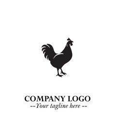 Obraz premium Chicken Logo Symbol Black on White Background in Minimalist Modern Vector Design for Farm Branding