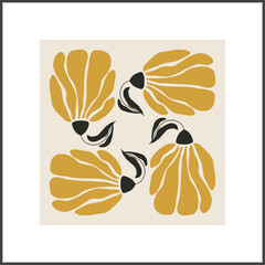 Trendy minimalist botanical poster with abstract art composition