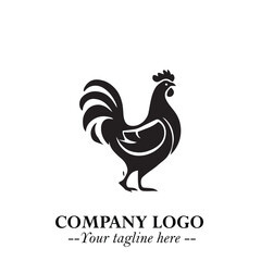 Chicken Logo Symbol Black on White Background in Minimalist Modern Vector Design for Farm Branding
