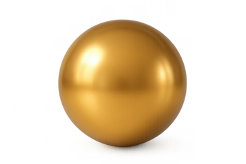 Golden metallic 3d sphere rendering with transparent background