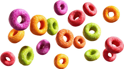 Floating Colorful Fruit Cereal Loops