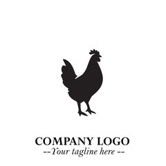 Chicken Logo Symbol Black on White Background in Minimalist Modern Vector Design for Farm Branding