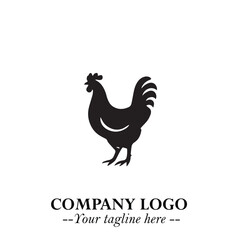 Chicken Logo Symbol Black on White Background in Minimalist Modern Vector Design for Farm Branding