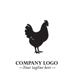 Chicken Logo Symbol Black on White Background in Minimalist Modern Vector Design for Farm Branding