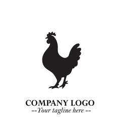 Chicken Logo Symbol Black on White Background in Minimalist Modern Vector Design for Farm Branding