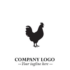 Chicken Logo Symbol Black on White Background in Minimalist Modern Vector Design for Farm Branding