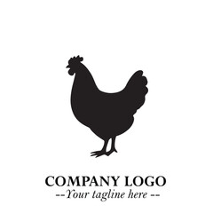 Chicken Logo Symbol Black on White Background in Minimalist Modern Vector Design for Farm Branding