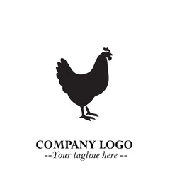 Chicken Logo Symbol Black on White Background in Minimalist Modern Vector Design for Farm Branding