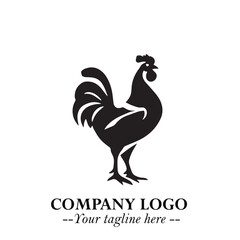 Chicken Logo Symbol Black on White Background in Minimalist Modern Vector Design for Farm Branding
