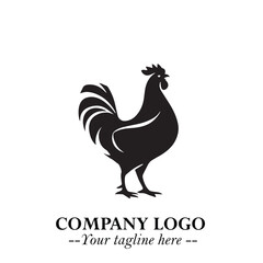 Chicken Logo Symbol Black on White Background in Minimalist Modern Vector Design for Farm Branding