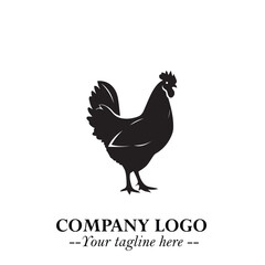 Chicken Logo Symbol Black on White Background in Minimalist Modern Vector Design for Farm Branding
