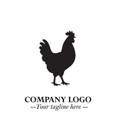 Chicken Logo Symbol Black on White Background in Minimalist Modern Vector Design for Farm Branding
