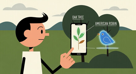 UPA 1950's style Augmented Reality Reveals the Natural World