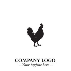 Chicken Logo Symbol Black on White Background in Minimalist Modern Vector Design for Farm Branding