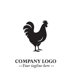 Chicken Logo Symbol Black on White Background in Minimalist Modern Vector Design for Farm Branding