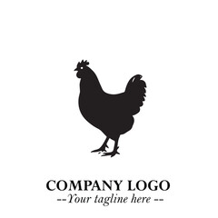 Chicken Logo Symbol Black on White Background in Minimalist Modern Vector Design for Farm Branding