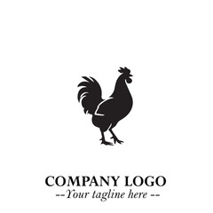 Chicken Logo Symbol Black on White Background in Minimalist Modern Vector Design for Farm Branding