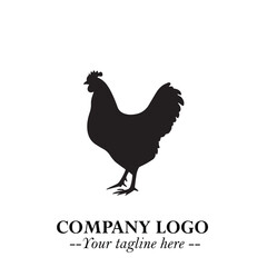 Chicken Logo Symbol Black on White Background in Minimalist Modern Vector Design for Farm Branding