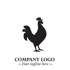Chicken Logo Symbol Black on White Background in Minimalist Modern Vector Design for Farm Branding