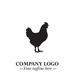Chicken Logo Symbol Black on White Background in Minimalist Modern Vector Design for Farm Branding