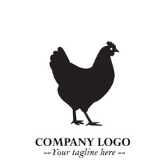 Chicken Logo Symbol Black on White Background in Minimalist Modern Vector Design for Farm Branding