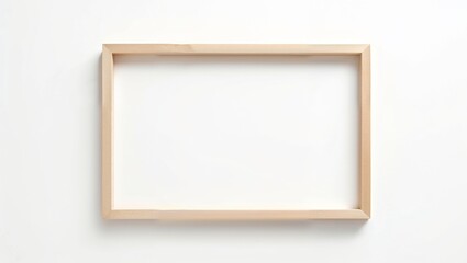 Obraz premium minimal 16:9 light wood frame on white background,